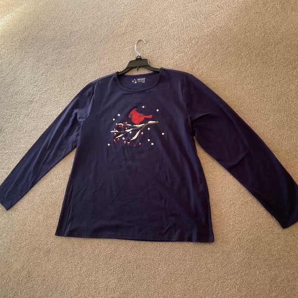 size XL, bust up to 44” inches, cardinal embellished long sleeve shirt, new cond - Picture 5 of 8